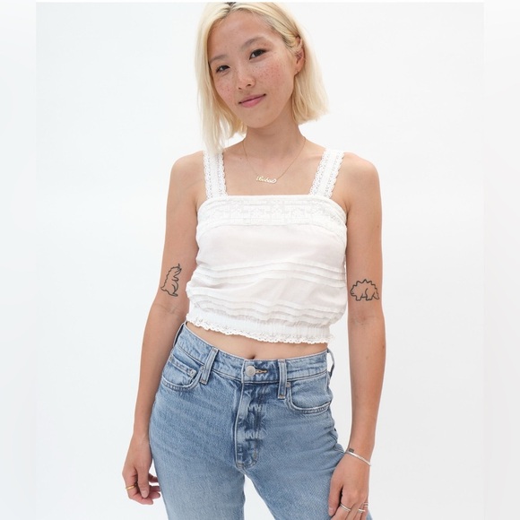 Aeropostale White Lace Trim Bubble Top - Size M - NWT - Picture 1 of 8